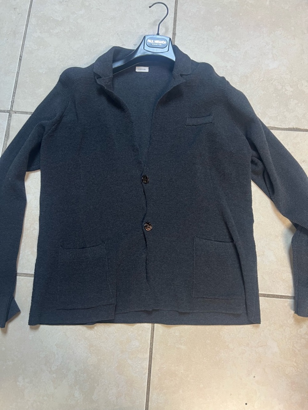 Men's Dark Charcoal Knit Cardigan Sweater